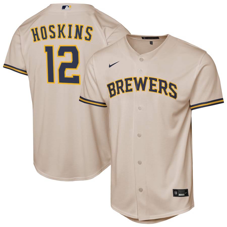 Youth Milwaukee Brewers Rhys Hoskins Nike Cream Home Replica Player Jersey - Ujersey Shop