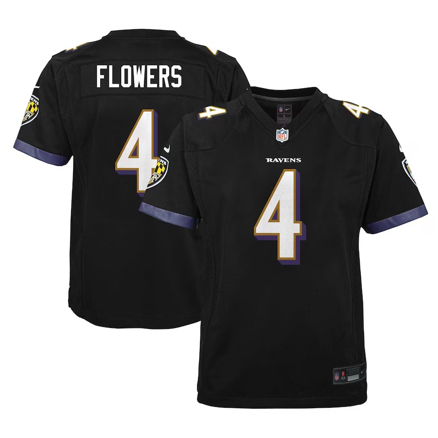 Youth Baltimore Ravens Zay Flowers Nike Black Alternate Player Game Jersey - Ujersey Shop