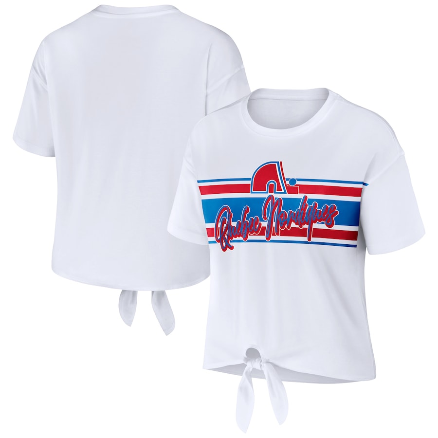 Women's Colorado Avalanche WEAR by Erin Andrews White Front Knot T-Shirt - Ujersey Shop