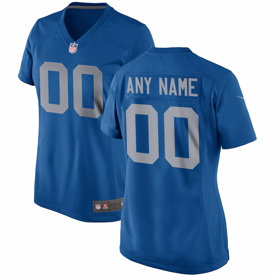 Women's Nike Blue Detroit Lions Throwback Custom Game Jersey - Ujersey Shop