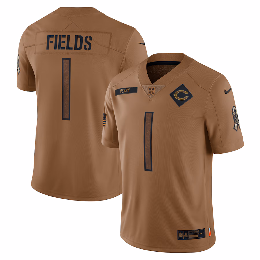 Men's Chicago Bears Justin Fields Nike Brown 2023 Salute To Service Limited Jersey - Ujersey Shop