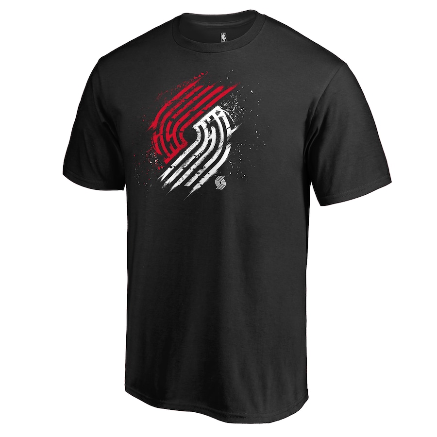 Men's Portland Trail Blazers Black Splatter Logo T-Shirt - Ujersey Shop
