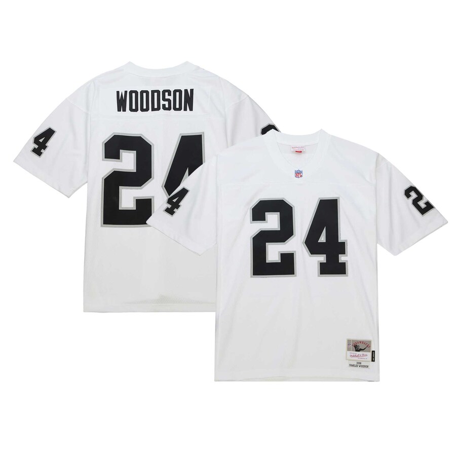 Men's Las Vegas Raiders Charles Woodson Mitchell & Ness White Legacy Replica Jersey - Ujersey Shop