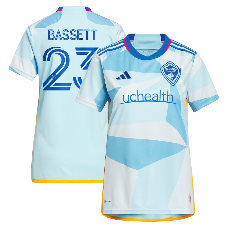 Women's Colorado Rapids Cole Bassett adidas Light Blue 2023 New Day Kit Replica Jersey - Ujersey Shop