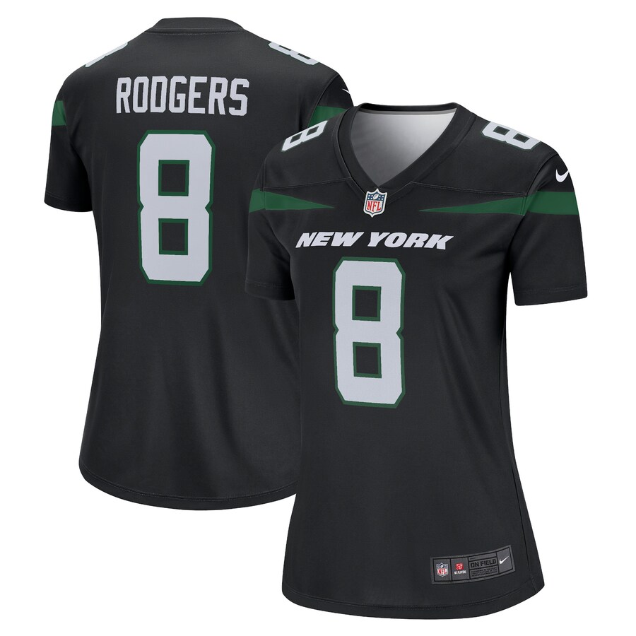 Women's New York Jets Aaron Rodgers Nike Stealth Black Alternate Legend Player Jersey - Ujersey Shop