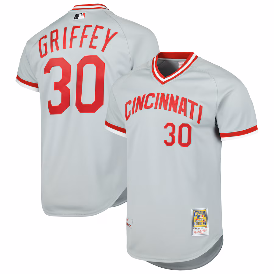 Men's Cincinnati Reds Ken Griffey Jr. Mitchell & Ness Gray 2004 Cooperstown Collection Authentic Throwback Jersey - Ujersey Shop