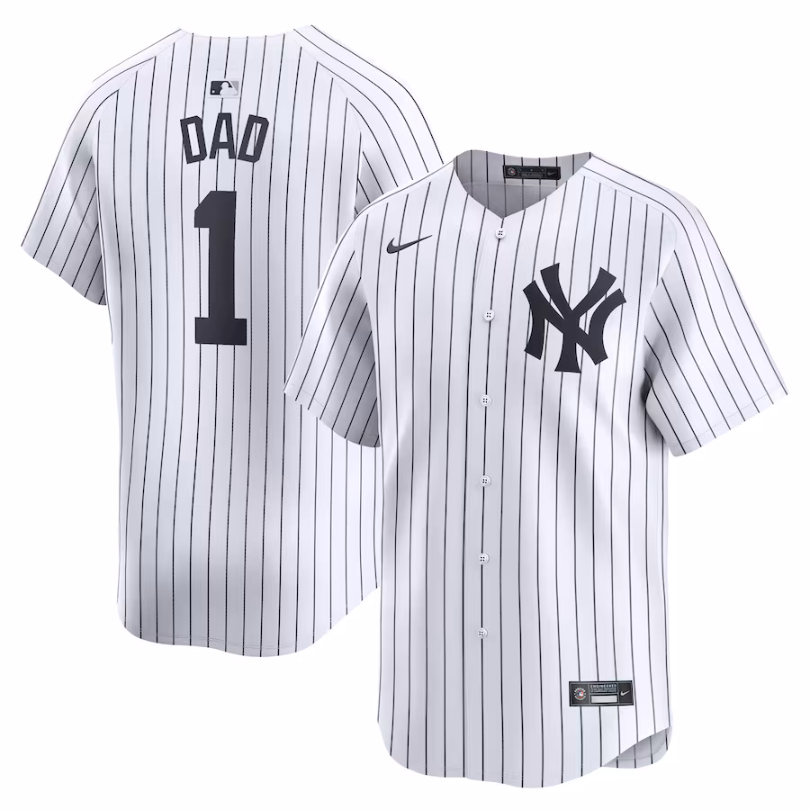 Men's New York Yankees Nike White #1 Dad Home Limited Jersey - Ujersey Shop