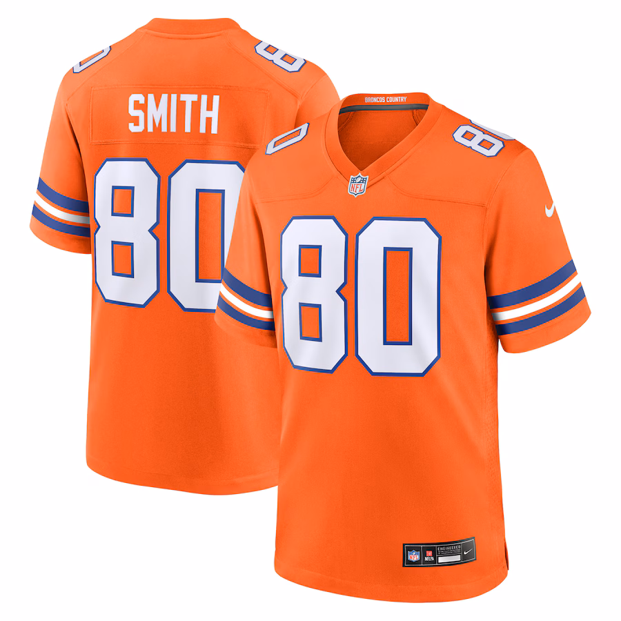 Men's Denver Broncos Rod Smith Nike Orange Mile High Collection 1977 Throwback Retired Player Game Jersey - Ujersey Shop