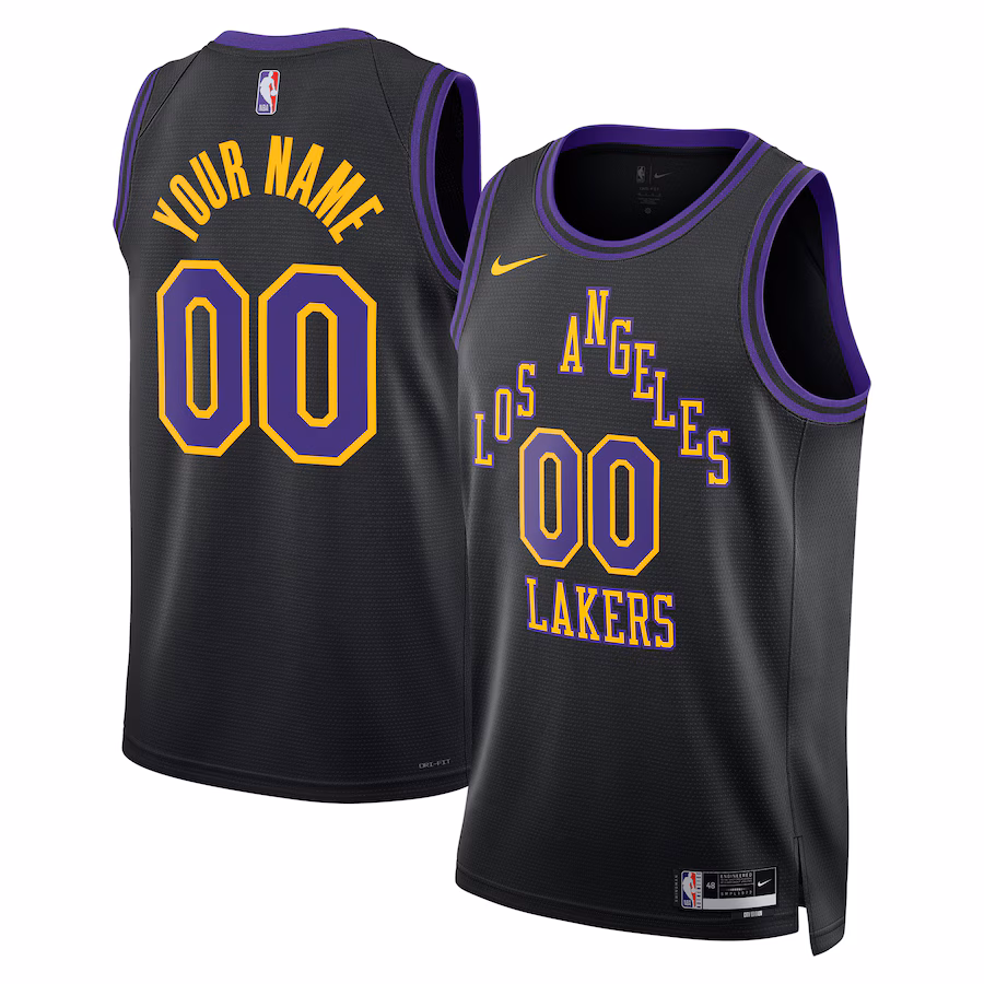 Unisex Los Angeles Lakers  Nike Black 2023/24 Custom Swingman Jersey - City Edition - Ujersey Shop