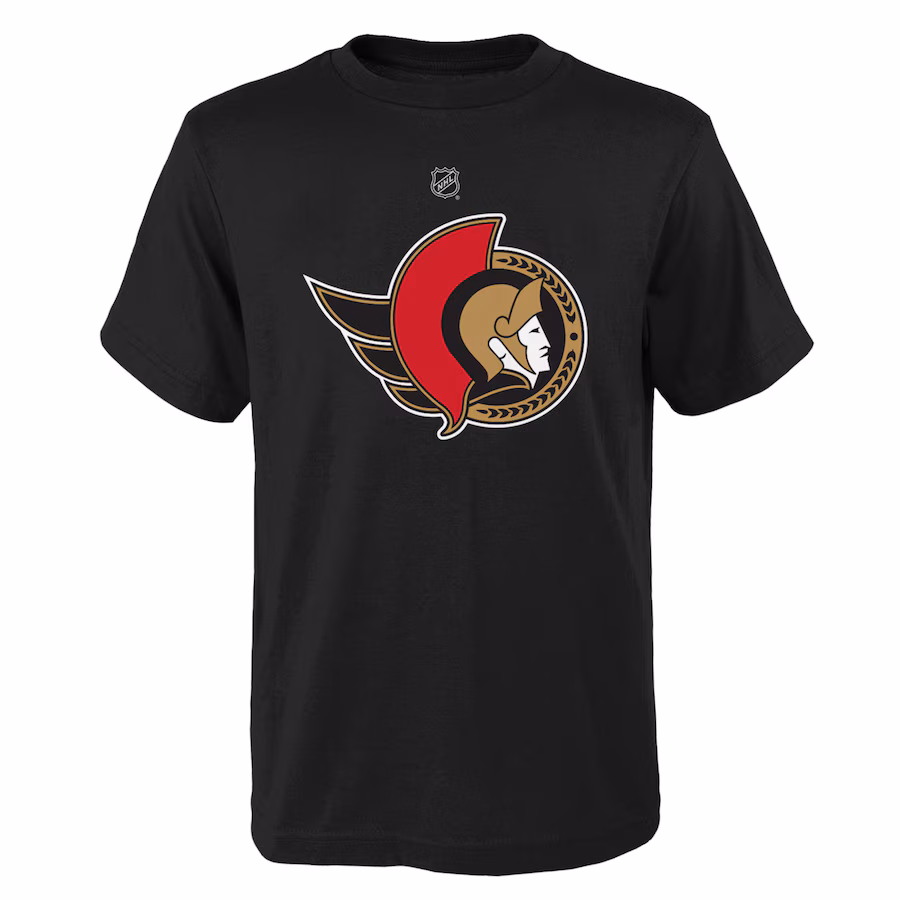 Youth Ottawa Senators Black Primary Logo T-Shirt - Ujersey Shop