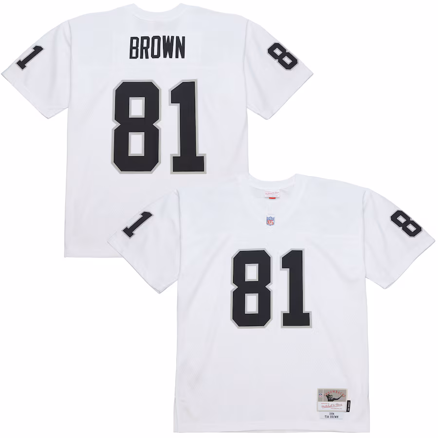 Men's Los Angeles Raiders Tim Brown Mitchell & Ness White 1994 Legacy Replica Jersey - Ujersey Shop