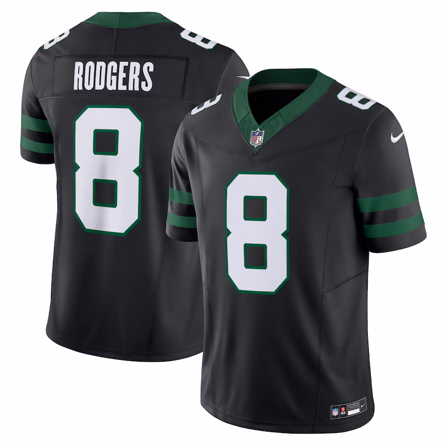 Men's New York Jets Aaron Rodgers Nike Legacy Black Alternate Vapor F.U.S.E. Limited Jersey - Ujersey Shop