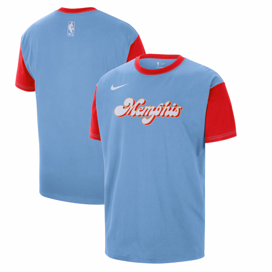Men's Memphis Grizzlies Nike Light Blue 2024/25 City Edition Courtside Color Block T-Shirt - Ujersey Shop