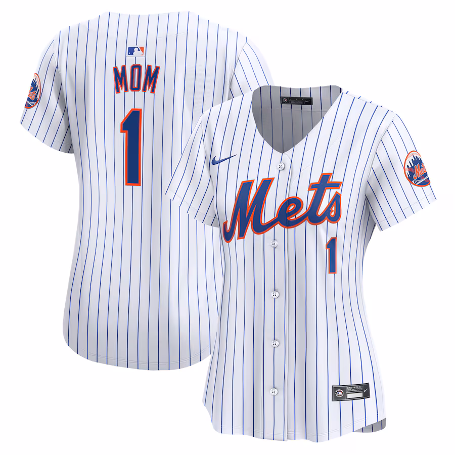 Women's New York Mets Nike White #1 Mom Home Limited Jersey - Ujersey Shop