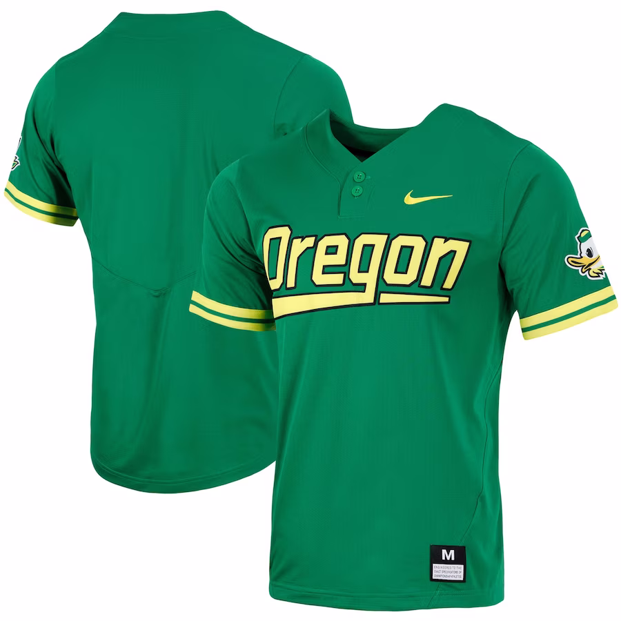 Oregon Ducks Nike Replica Two-Button Baseball Jersey - Green - Ujersey Shop