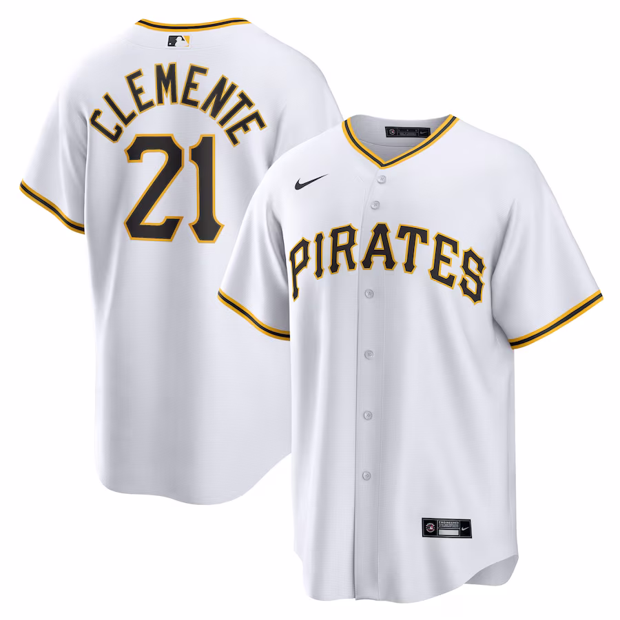 Men's Pittsburgh Pirates Roberto Clemente Nike White Home Replica Player Name Jersey - Ujersey Shop