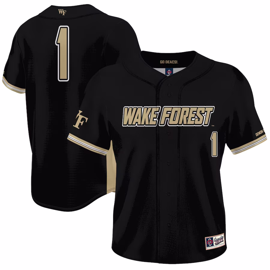 #1 Wake Forest Demon Deacons GameDay Greats  Lightweight Baseball Jersey – Black - Ujersey Shop