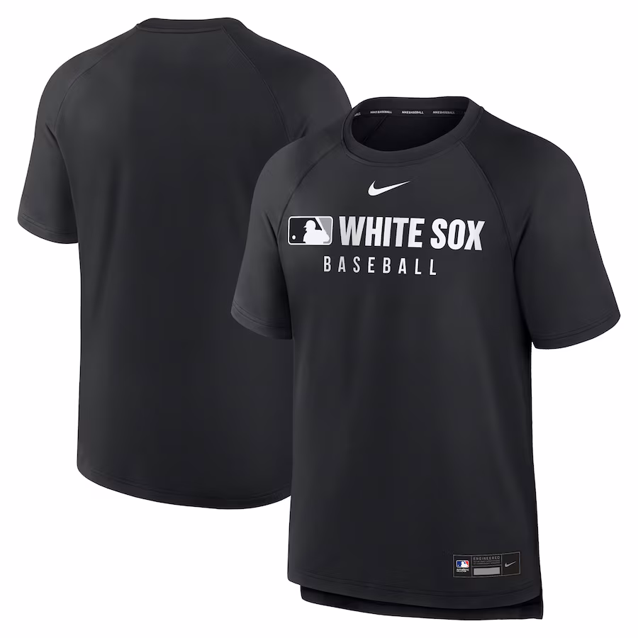 Men's Chicago White Sox Nike Black Authentic Collection Pregame Raglan Performance T-Shirt - Ujersey Shop