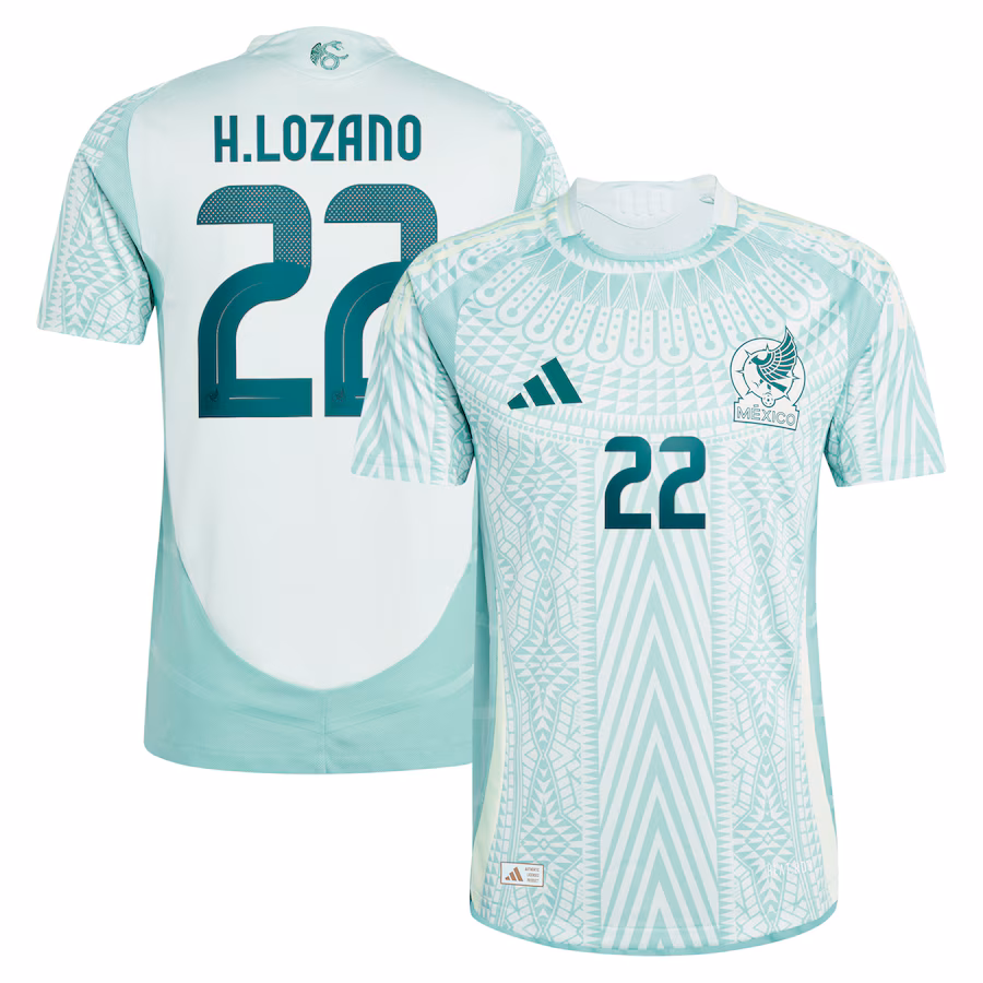 Men's Mexico National Team Hirving Lozano adidas Green 2024 Away Authentic Player Jersey - Ujersey Shop