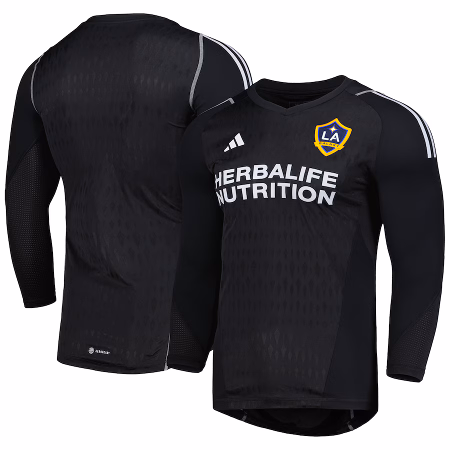 Men's LA Galaxy adidas Black 2023 Goalkeeper Long Sleeve Replica Jersey - Ujersey Shop