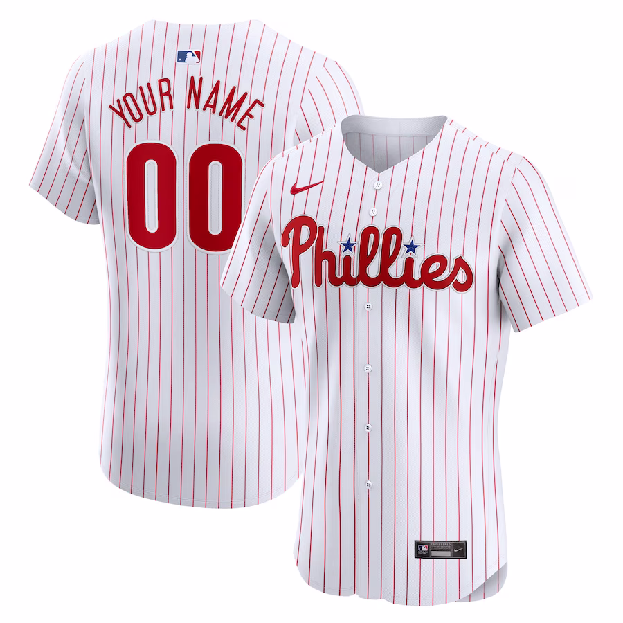 Men's Philadelphia Phillies Nike White Home Elite Custom Jersey - Ujersey Shop