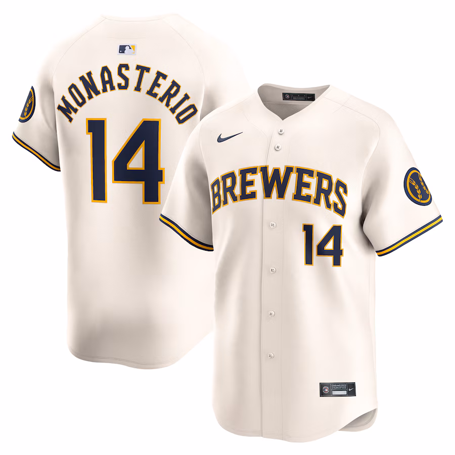 Men's Milwaukee Brewers Andruw Monasterio Nike Cream Home Limited Player Jersey - Ujersey Shop
