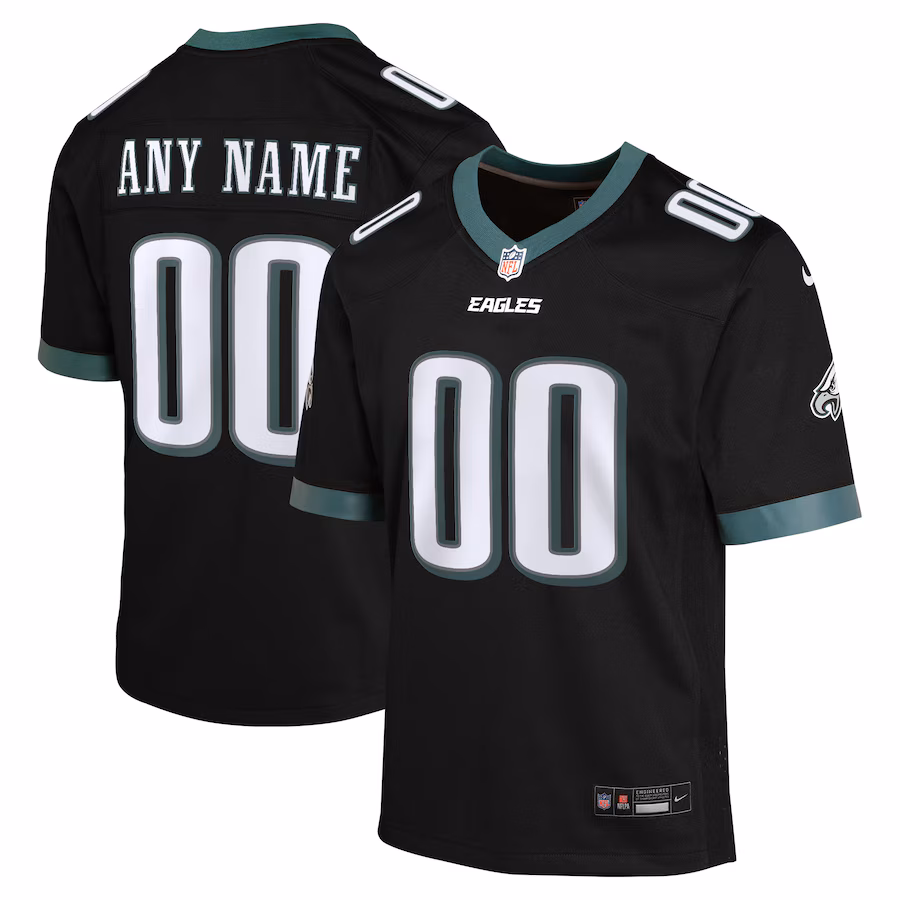 Youth Philadelphia Eagles Nike Black Alternate Custom Game Jersey - Ujersey Shop