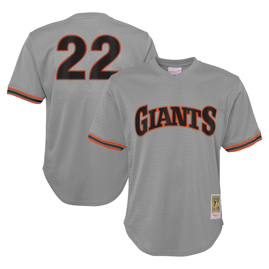 Youth San Francisco Giants Will Clark Mitchell & Ness Gray Cooperstown Collection Mesh Batting Practice Jersey - Ujersey Shop