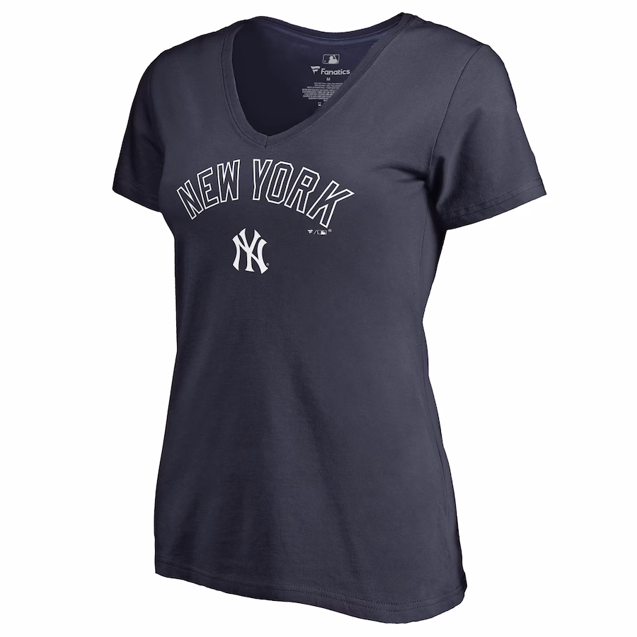 Women's New York Yankees Navy Team Lockup T-Shirt - Ujersey Shop