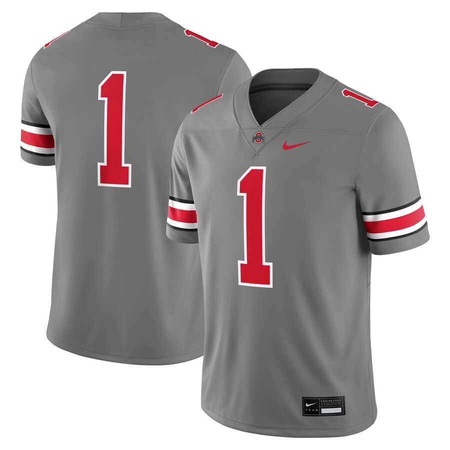 Men's Nike #1 Steel Ohio State Buckeyes Alternate Game Jersey - Ujersey Shop