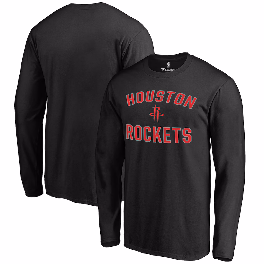 Men's Houston Rockets Black Victory Arch Long Sleeve T-Shirt - Ujersey Shop