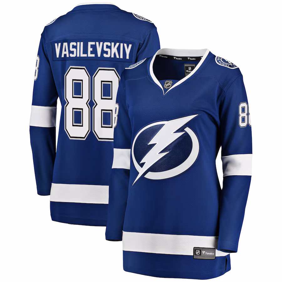 Women's Tampa Bay Lightning Andrei Vasilevskiy Fanatics Blue Premier Breakaway Player Jersey - Ujersey Shop
