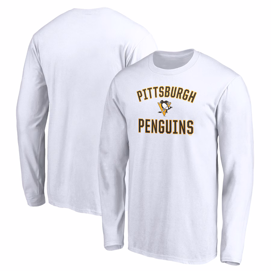Men's Pittsburgh Penguins White Victory Arch Long Sleeve T-Shirt - Ujersey Shop
