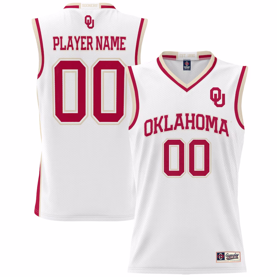 Oklahoma Sooners GameDay Greats Men's NIL Pick-A-Player Lightweight Basketball Jersey - White - Ujersey Shop