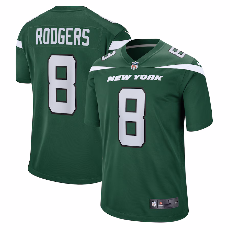 Men's New York Jets Aaron Rodgers Nike Gotham Green Game Jersey - Ujersey Shop