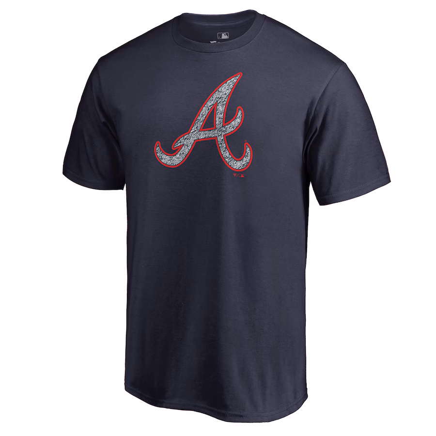 Men's Atlanta Braves Navy Static Logo T-Shirt - Ujersey Shop
