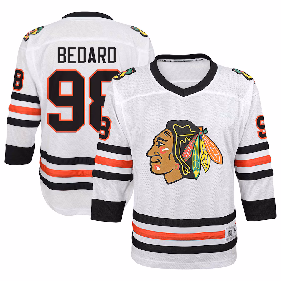 Youth Chicago Blackhawks Connor Bedard White Away Replica Player Jersey - Ujersey Shop