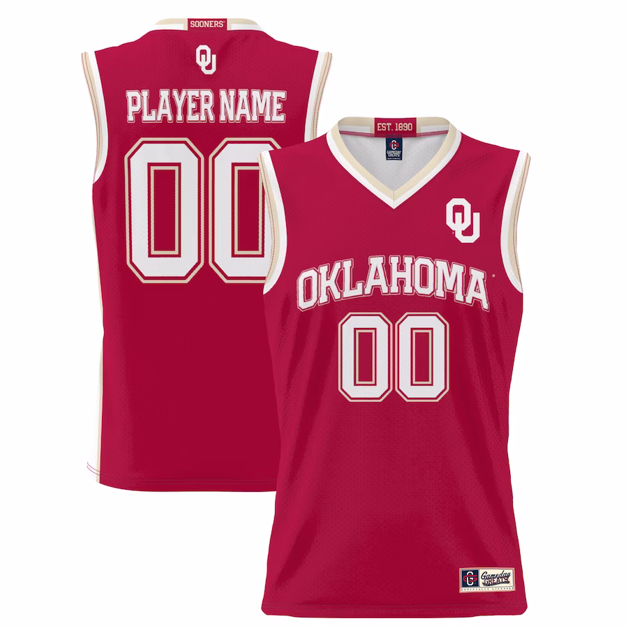 Oklahoma Sooners GameDay Greats Unisex  Lightweight NIL Pick-A-Player Basketball Jersey - Crimson - Ujersey Shop