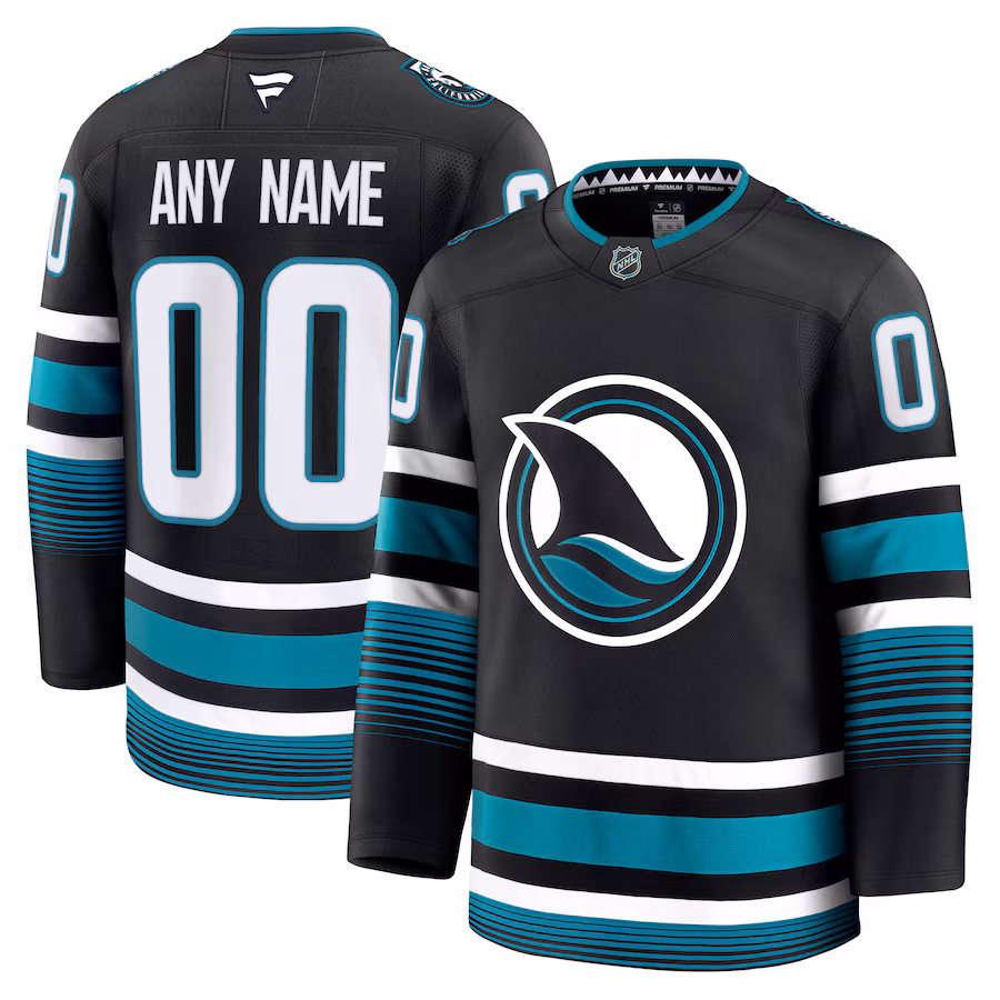 Men's San Jose Sharks Fanatics Black Alternate Premium Custom Jersey - Ujersey Shop
