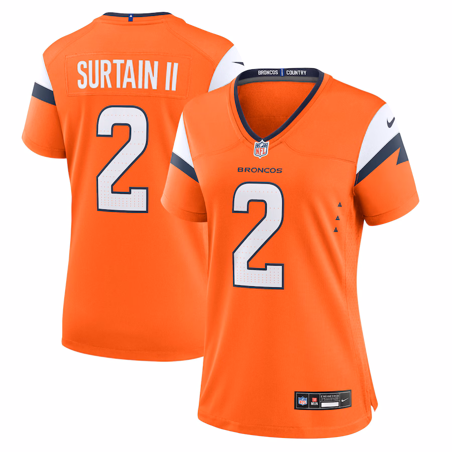 Women's Denver Broncos Patrick Surtain II Nike Orange Mile High Collection Game Jersey - Ujersey Shop