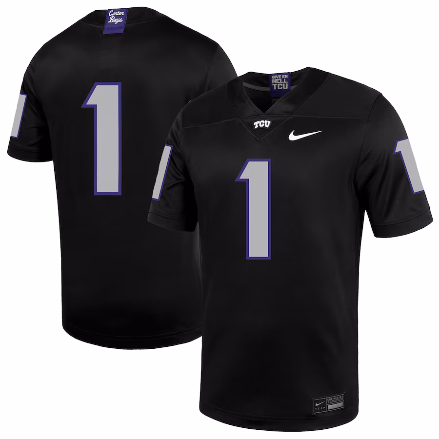 Men's Nike #1 Black TCU Horned Frogs Untouchable Football Jersey - Ujersey Shop