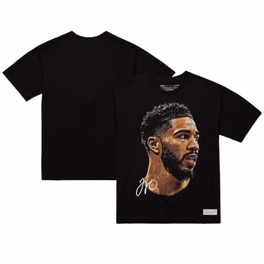 Unisex NBA Jayson Tatum Mitchell & Ness Black Real Big Face Player T-Shirt - Ujersey Shop