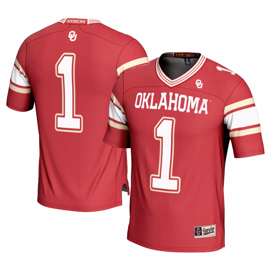 Men's GameDay Greats #1 Crimson Oklahoma Sooners Football Jersey - Ujersey Shop
