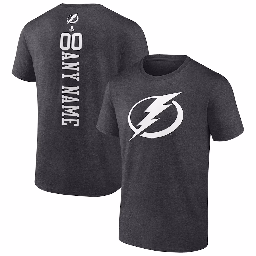 Men's Tampa Bay Lightning Heathered Charcoal Personalized One Color T-Shirt - Ujersey Shop