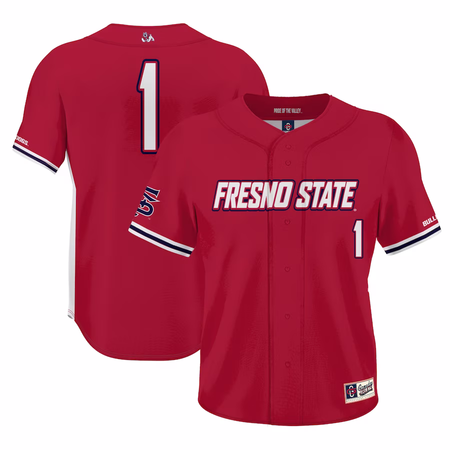 #1 Fresno State Bulldogs GameDay Greats Lightweight Baseball Jersey - Red - Ujersey Shop