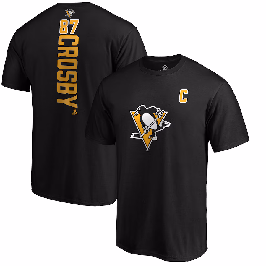 Men's Pittsburgh Penguins Sidney Crosby Black Playmaker T-Shirt - Ujersey Shop