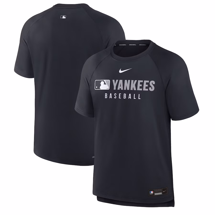 Men's New York Yankees Nike Navy Authentic Collection Pregame Raglan Performance T-Shirt - Ujersey Shop