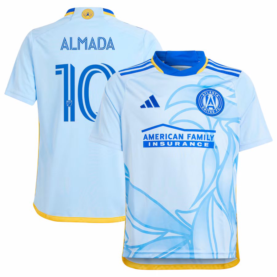 Youth Atlanta United FC Thiago Almada adidas Light Blue 2024 The Resurgens Kit Replica Player Jersey - Ujersey Shop