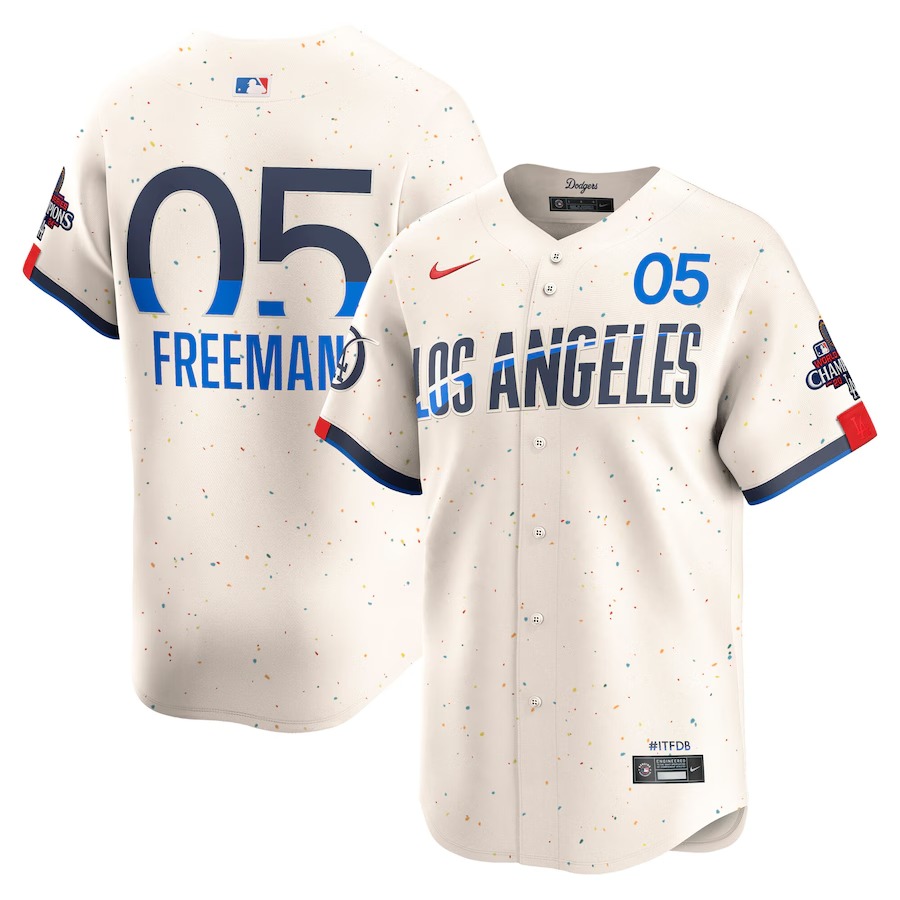 Men's Los Angeles Dodgers Freddie Freeman Nike Cream 2024 World Series Champions City Connect Limited Player Jersey - Ujersey Shop