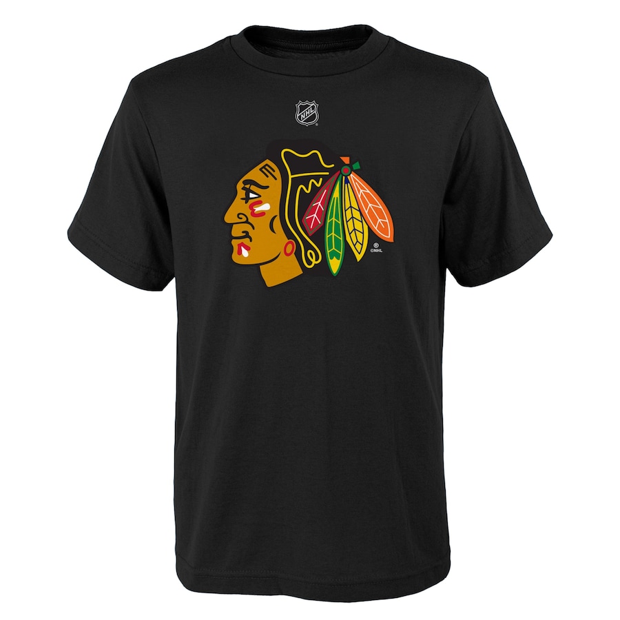 Youth Chicago Blackhawks Black Primary Logo T-Shirt - Ujersey Shop